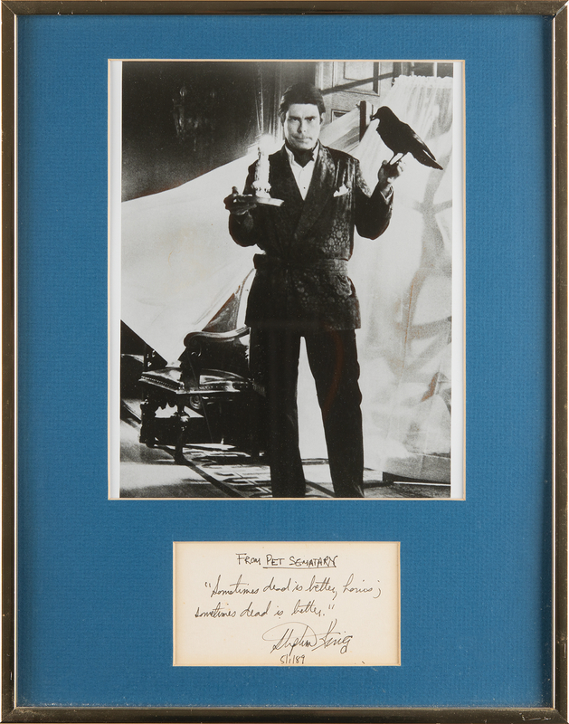 Lot 667 Stephen King Autograph Quote Signed from Pet Sematary - 