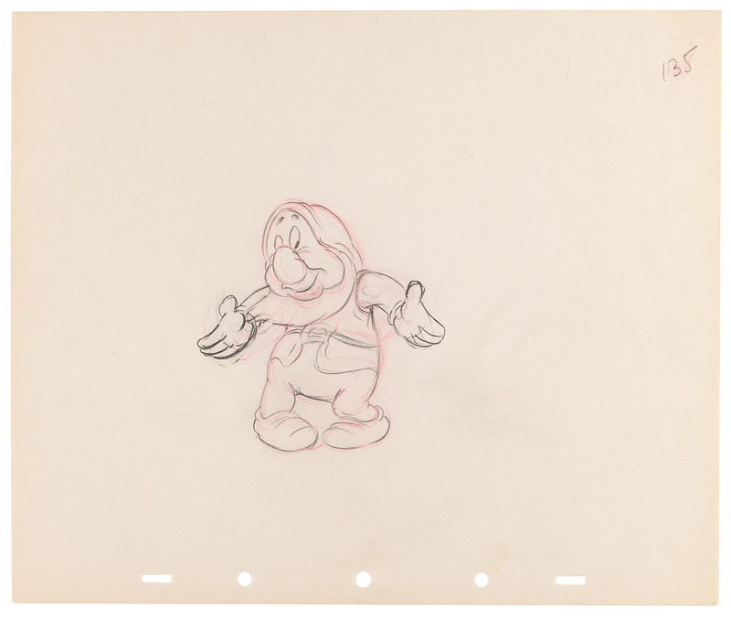 Lot 449 Sneezy production drawing from Snow White and the Seven Dwarfs