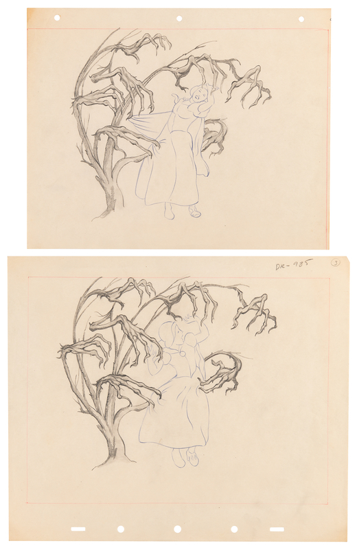 Lot 356 Snow White and scary tree layout drawings (2) from Snow White and the Seven Dwarfs