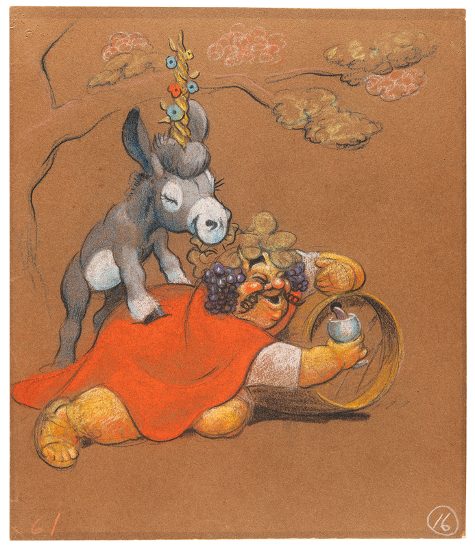 Lot 360 Bacchus and Jacchus concept storyboard painting from Fantasia