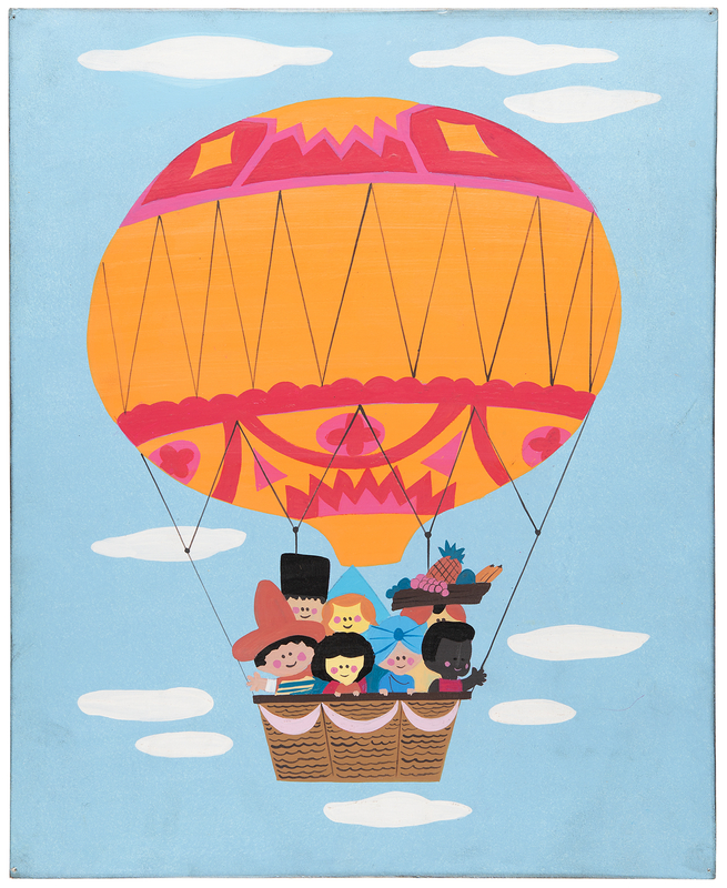 Lot 398 Mary Blair concept painting of an international hot air balloon for the It's a Small World ride
