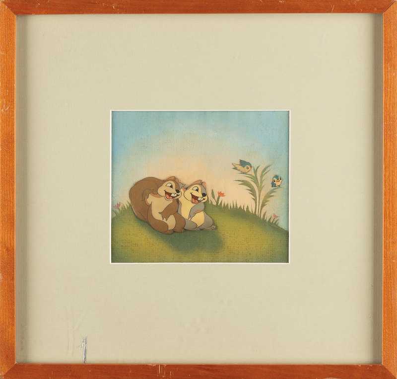 Lot 443 Bluebirds and squirrels production cel set-up from Snow White and the Seven Dwarfs