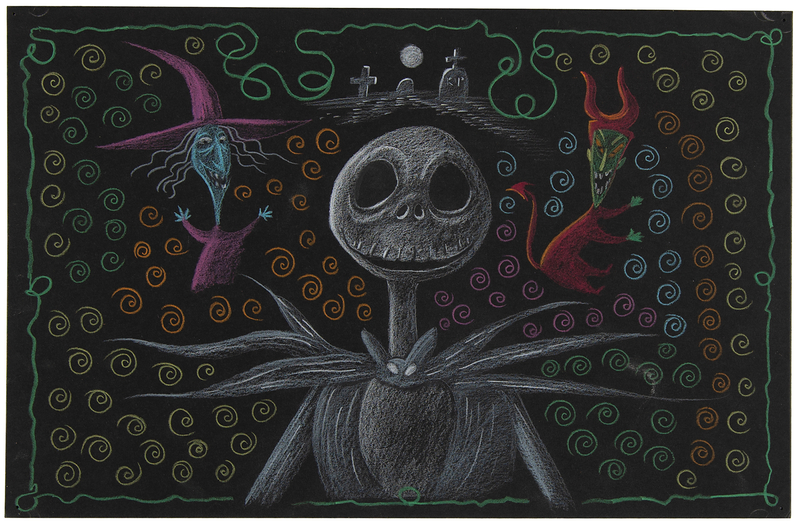 Lot 389 Jack Skellington, Shock, and Lock concept painting from Nightmare Before Christmas