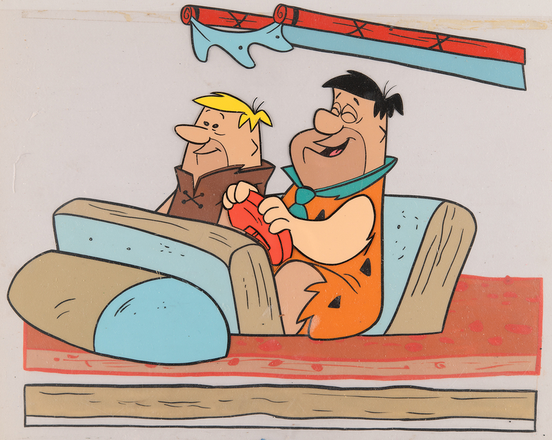 Lot 406 Fred Flintstone and Barney Rubble production cels from The Flintstones