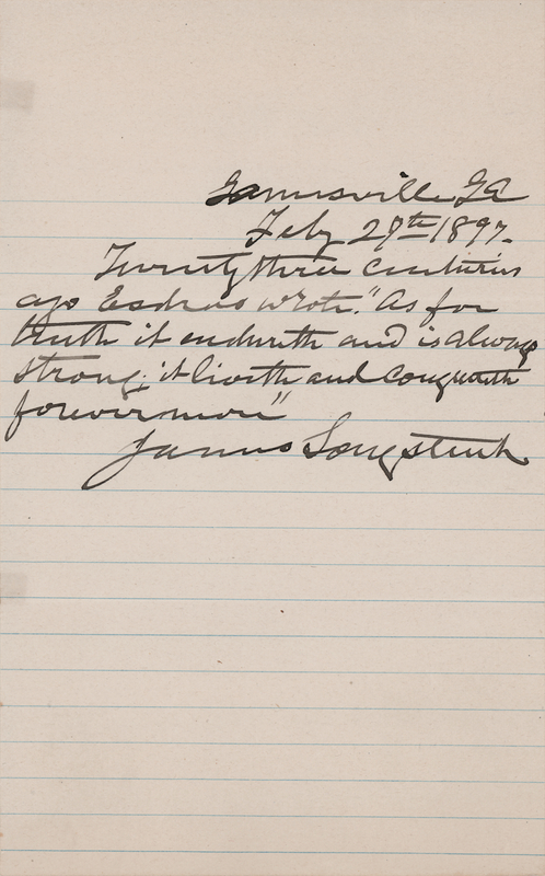 Lot 260 James Longstreet Autograph Quotation Signed: 