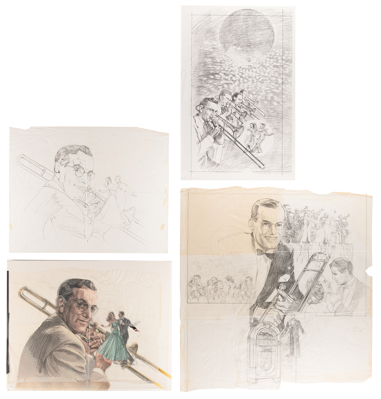 Lot 741 Glenn Miller: Joann Daley (4) Original Sketches and Painting