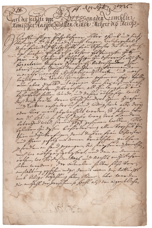 Lot 162 Charles VI, Holy Roman Emperor Letter Signed