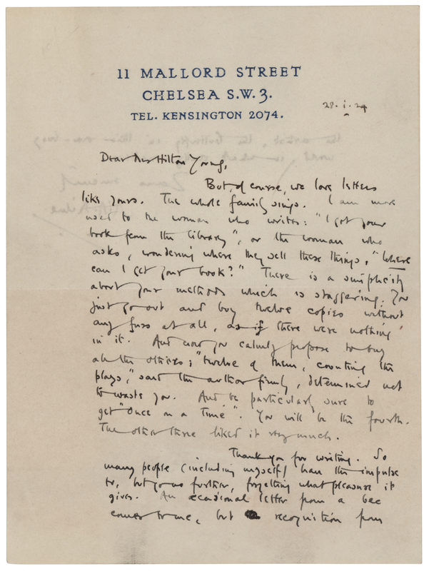 Lot 673 A. A. Milne Autograph Letter Signed on Selling Dozens of Books