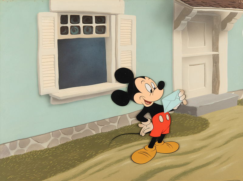 Lot 370 Mickey Mouse publicity cel and hand-painted background from the Art Props Studio