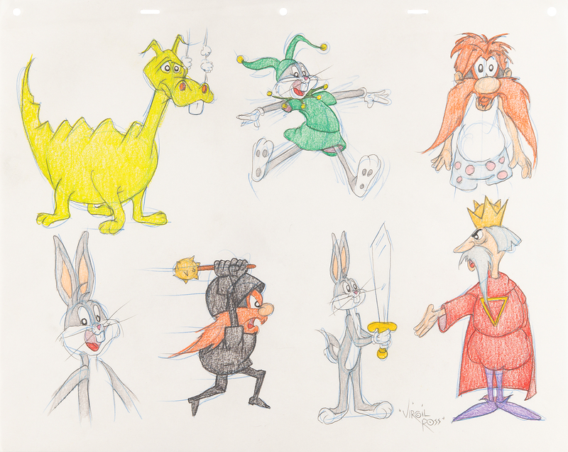 Lot 521 Virgil Ross Signed Original Color Model Drawing for Knighty Knight Bugs