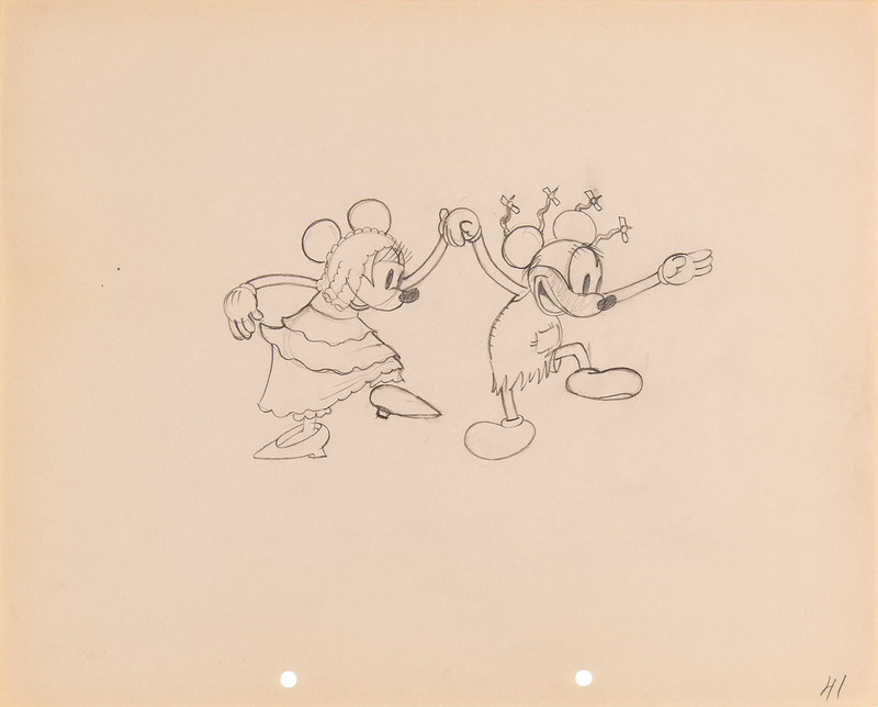 Lot 431 Mickey and Minnie Mouse production drawing from Mickey's Mellerdrammer