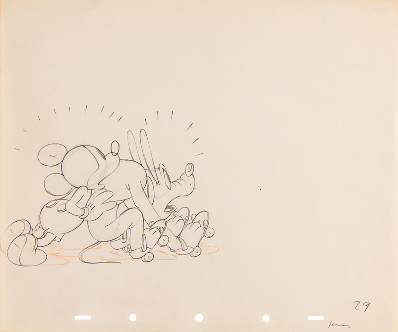 Lot 454 Mickey Mouse and Pluto production drawing from Society Dog Show