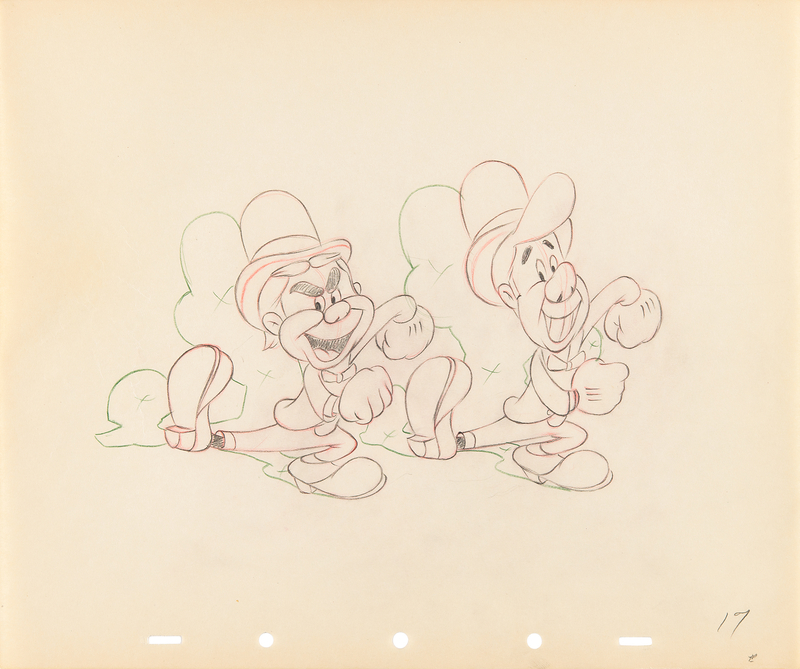 Lot 469 Ward Kimball and Fred Moore production drawing from The Nifty Nineties