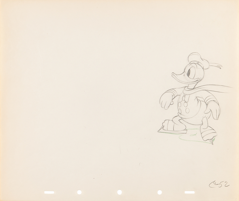 Lot 452 Donald Duck production drawing from the Hockey Champ
