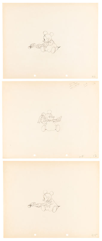 Lot 429 Baby mouse production drawings (3) from Mickey's Nightmare