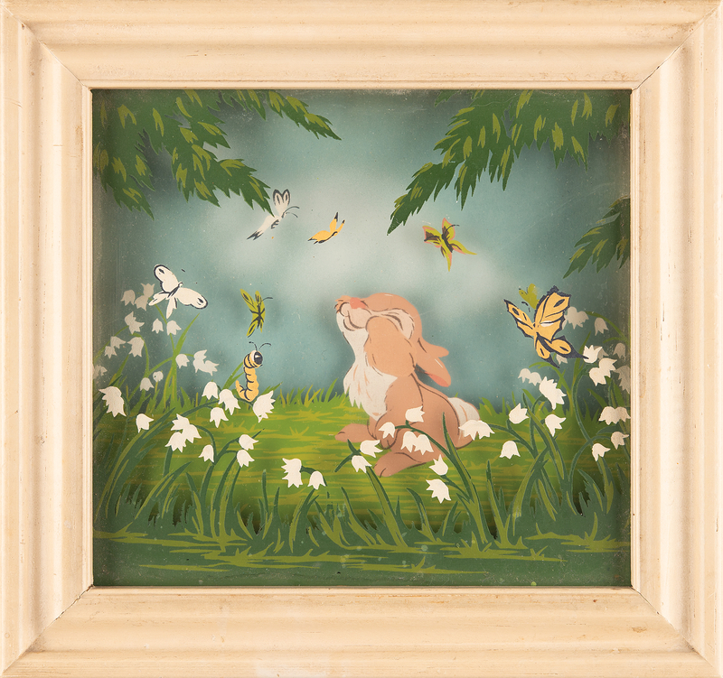 Lot 470 Thumper and Butterflies Courvoisier multiplane painting from Bambi