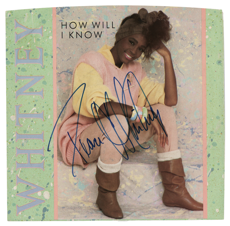 Lot 783 Whitney Houston Signed 45 RPM Picture Sleeve - How Will I Know