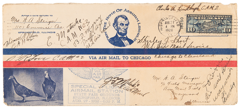 Lot 284 Charles Lindbergh Signed Air Mail Envelope (1926)