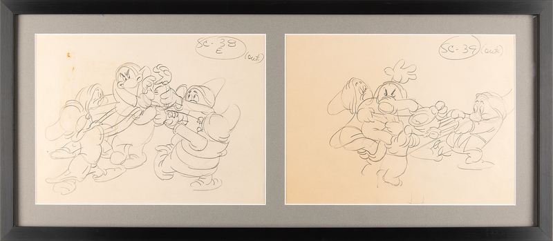 Lot 450 Dwarfs production drawings (2) for Snow White and the Seven Dwarfs