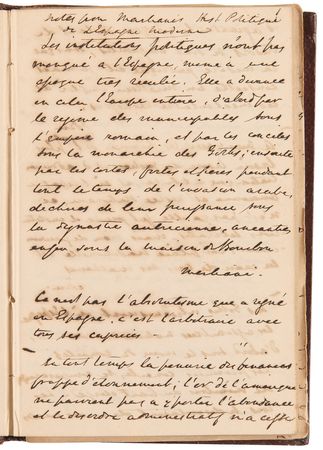 Lot #596 Washington Irving Handwritten Notebook on Politics in Spain, Where He Served as United States Ambassador - Image 5