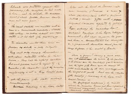 Lot #596 Washington Irving Handwritten Notebook on Politics in Spain, Where He Served as United States Ambassador - Image 8