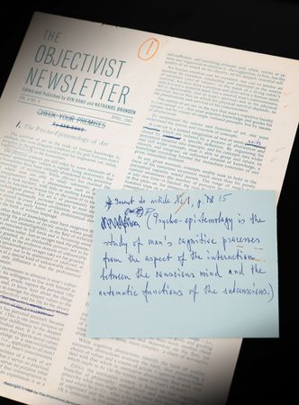 Lot #602 Ayn Rand Hand-Annotated Essay - 'The Psycho-Epistemology of Art' in The Objectivist Newsletter - Image 1