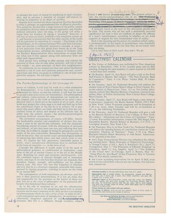 Lot #602 Ayn Rand Hand-Annotated Essay - 'The Psycho-Epistemology of Art' in The Objectivist Newsletter - Image 4