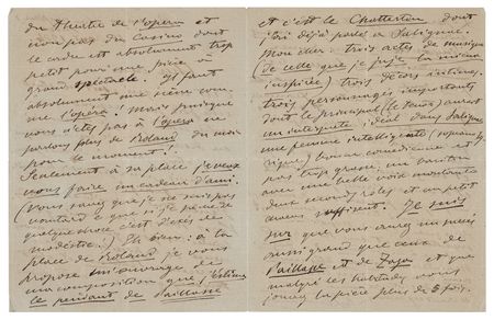 Lot #728 Ruggero Leoncavallo Autograph Letter Signed on His Operas 'Chatterton' and 'Pagliacci' - Image 2