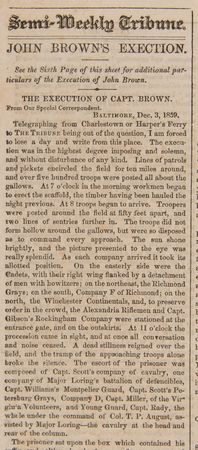 Lot #158 John Brown: New-York Tribune from December 6, 1859, Reporting on Brown's Execution - Image 2