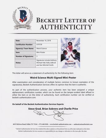 Lot #904 Weird Science Signed Oversized Photograph - Image 2