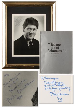 Lot #35 Bill Clinton (2) Signed Items - Booklet and Photograph - Image 1