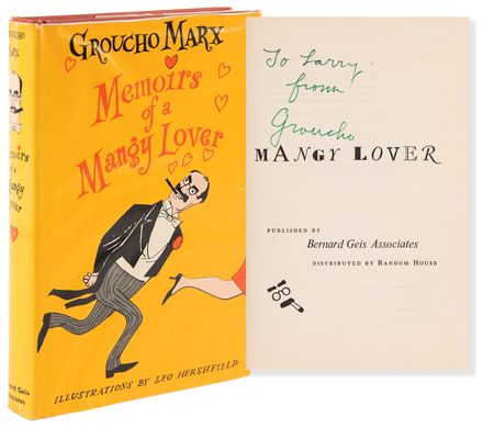 Lot #872 Groucho Marx Signed Book - Memoirs of a Mangy Lover - Image 1