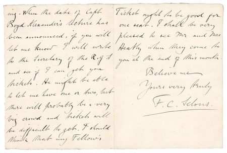 Lot #219 Frederick Selous Autograph Letter Signed - Image 2