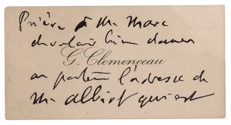 Lot #164 Georges Clemenceau Signed Visiting Card - Image 1