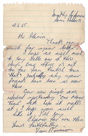 Lot #771 Van Morrison Autograph Letter Signed -