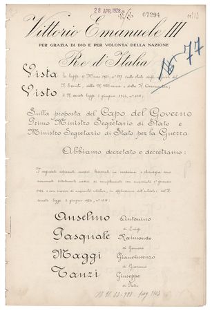 Lot #200 Benito Mussolini and Vittorio Emanuele III Document Signed - Image 1