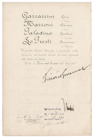 Lot #200 Benito Mussolini and Vittorio Emanuele III Document Signed - Image 2