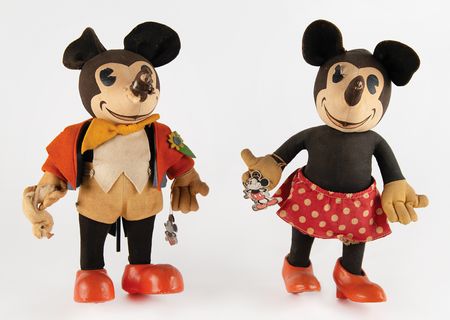Lot #428 Mickey Mouse and Minnie Mouse (2) Dolls by Knickerbocker Toy Co. (c. 1930s) - Image 1