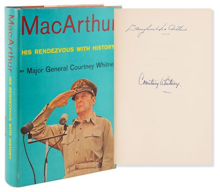 Lot #262 Douglas MacArthur Signed Book - MacArthur: His Rendezvous with History - Image 1