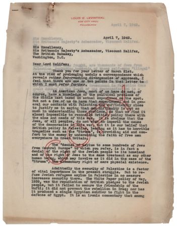 Lot #175 Edward Wood, 1st Earl of Halifax (3) World War II?Dated Letters: 