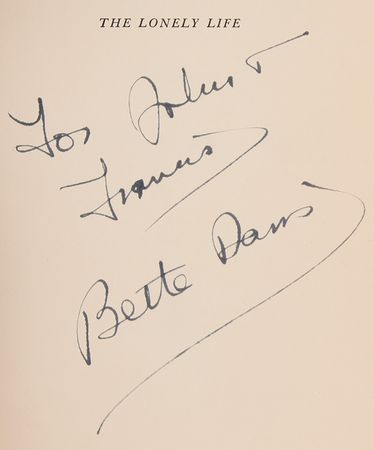 Lot #830 Bette Davis Signed Book - The Lonely Life - Image 2