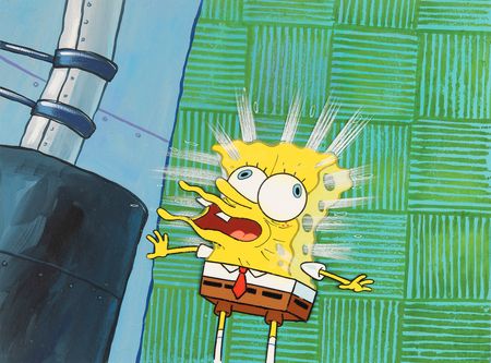 Lot #563 SpongeBob SquarePants production cel and master production background from SpongeBob SquarePants - Image 1