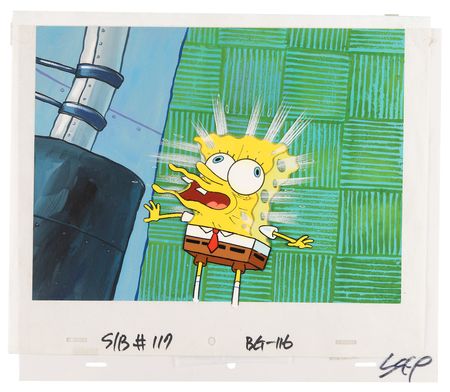 Lot #563 SpongeBob SquarePants production cel and master production background from SpongeBob SquarePants - Image 2