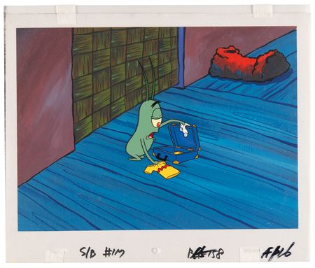 Lot #555 Plankton production cel and master production background from SpongeBob SquarePants - Image 2