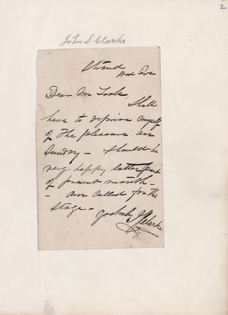 Lot #156 John Wilkes Booth: John Sleeper Clarke Autograph Letter Signed - A Suspect in the Assassination of President Abraham Lincoln - Image 1