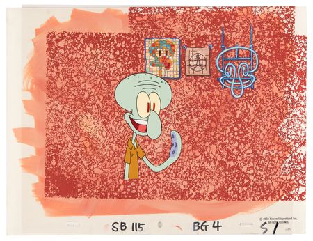Lot #566 Squidward Tentacles production cel and master production background from SpongeBob SquarePants - Image 2