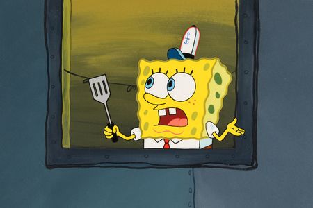 Lot #561 SpongeBob SquarePants production cel and master production background from SpongeBob SquarePants - Image 1