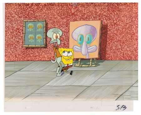 Lot #559 SpongeBob SquarePants and Squidward Tentacles production cel and production master background from SpongeBob SquarePants - Image 2