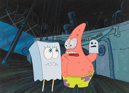 Lot #558 SpongeBob SquarePants and Patrick Star production cels and production master background from SpongeBob SquarePants - Image 1