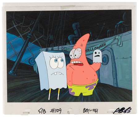 Lot #558 SpongeBob SquarePants and Patrick Star production cels and production master background from SpongeBob SquarePants - Image 2